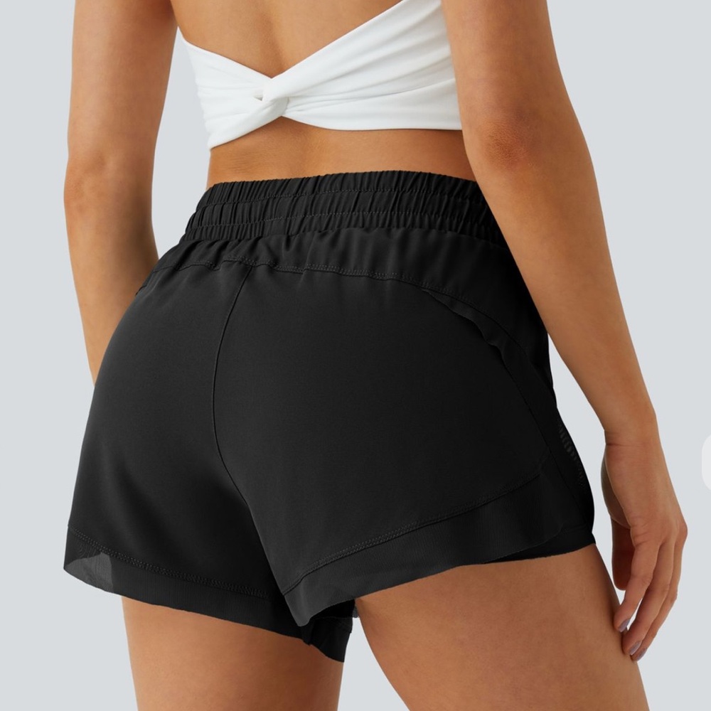 HALARA Mid-Rise Drawstring Contrast Mesh 2-in-1 Flowy Running Shorts 3” - Picture 2 of 7